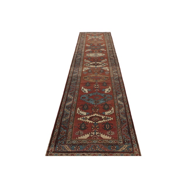 Rug & Kilim Antique Persian Serapi Runner Rug in Red With Geometric Medallions - Rug & Kilim For Sale - Image 4 of 7