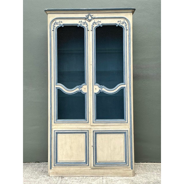 Farmhouse Vintage Baker French Provincial Wire Front Armoire For Sale - Image 3 of 12