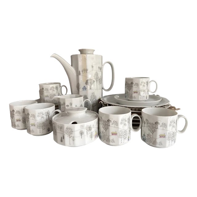 Rut Bryk Artist Service Form Polygon Winter Trip Coffee Service by Tapio Activekala for Rosenthal, 1980s, Set of 21 For Sale