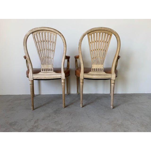 Hollywood Regency Maison Jansen Louis XVI Style Balloon Back Arm Chairs - A Pair For Sale - Image 9 of 12