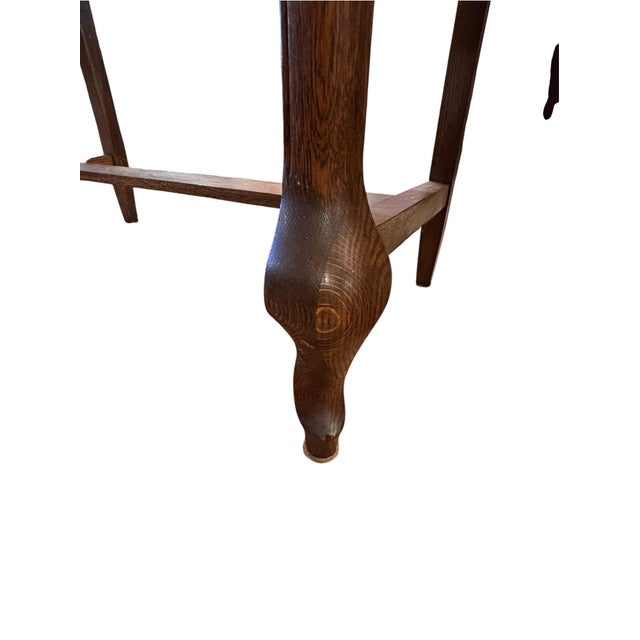 Chocolate Early 20th Century Figured Oak Two-Drawer Writing Table With Stretcher Base Circa 1920 For Sale - Image 8 of 12