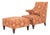 Baker Upholstered Wingback Armchair and Ottoman For Sale
