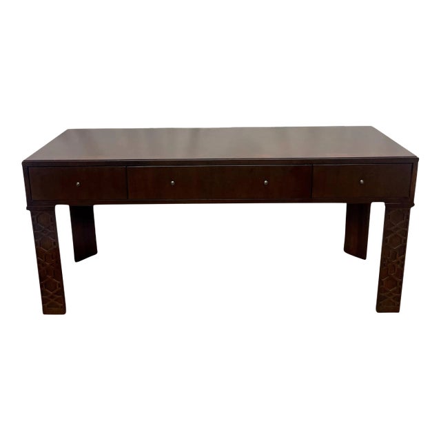 Contemporary Hickory Chair Chinese Chippendale Style Mahogany Console Table For Sale