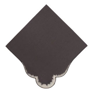 Valver Brown Embroidered Linen Napkin from Los Encajeros For Sale