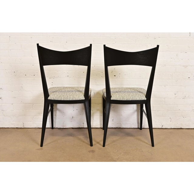 Paul McCobb for Directional Black Lacquered Bow Tie Side Chairs or Dining Chairs, Pair For Sale - Image 14 of 17