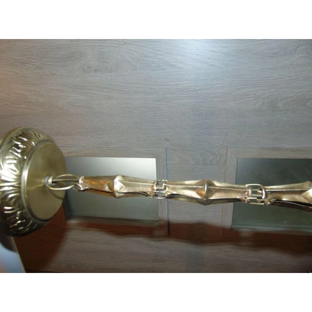 Antique Art Nouveau Brass Ceiling Lamp For Sale - Image 5 of 6