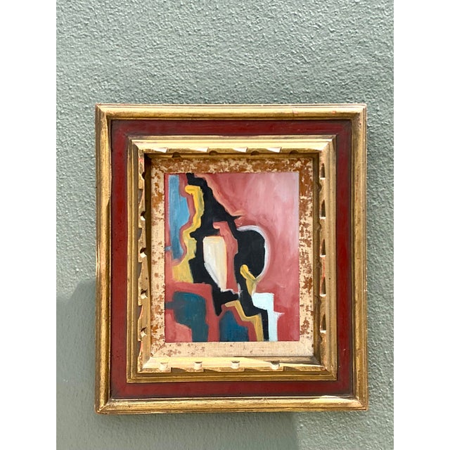 This original abstract oil painting on canvas is a vibrant example of Mid-Century Modern expressionism. The composition...