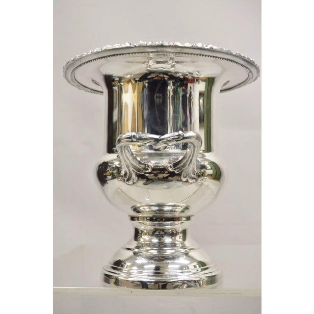 Traditional Mid 20th Century Victorian Silver Plated Twin Branch Handle Trophy Cup Champagne Ice Bucket For Sale - Image 3 of 12