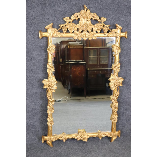 Harrison & Gil Harrison & Gil "Dauphine" Gilded Carved Wood Faux Bois and Grapes Mirrors - A Pair For Sale - Image 4 of 12