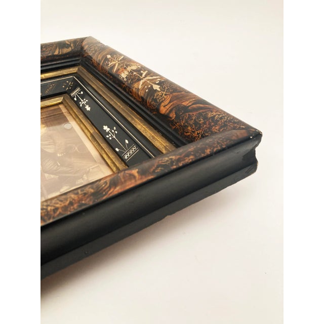 Early 19th Century Family Portrait Photograph Print in Chinoiserie Etched Frame For Sale - Image 9 of 13