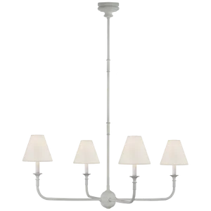 Thomas O'Brien for Visual Comfort Signature Piaf Large Chandelier in Plaster White with Linen Shades