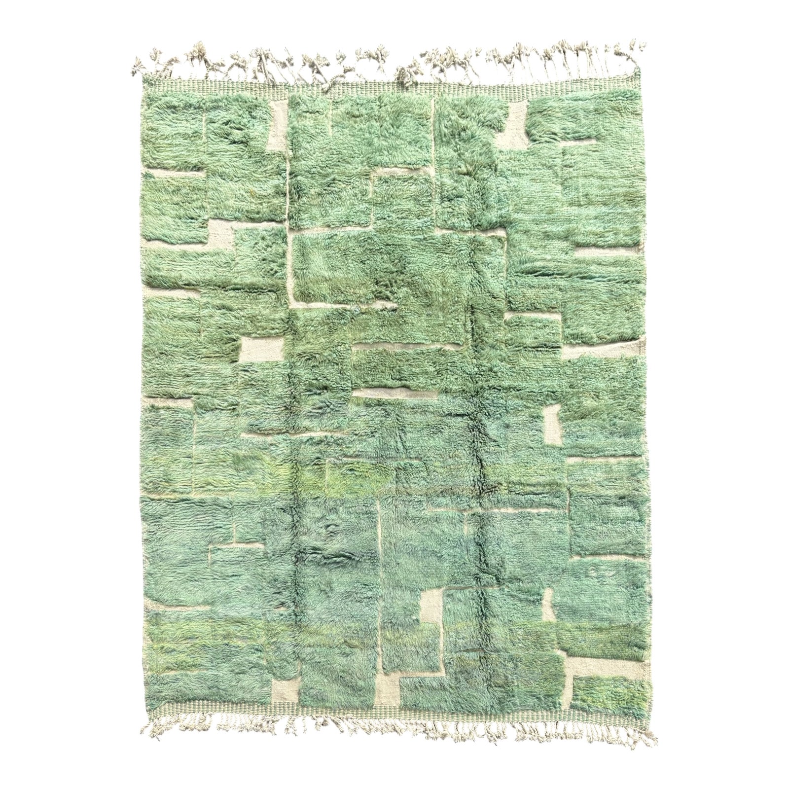 Moroccan Beni Mrirt in Green Abstract Wool, 2010s | Chairish