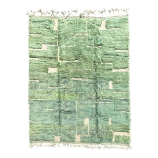Moroccan Beni Mrirt in Green Abstract Wool, 2010s For Sale
