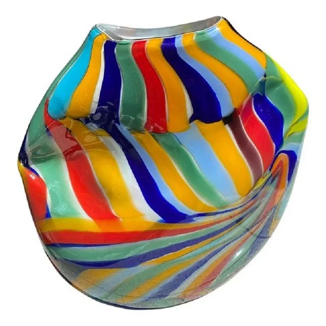 Glass Abstract Oval Vase in Murano Glass by Simoeng For Sale - Image 7 of 7