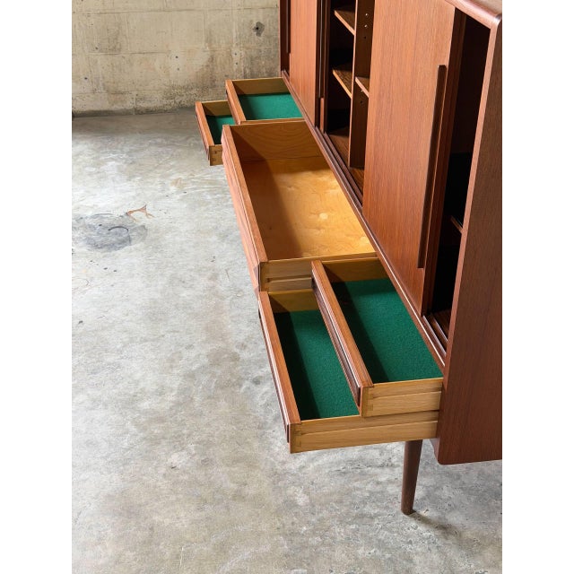 In Style of Johannes Andersen Teak Sideboard Credenza With Sliding Doors Danish Mid-Century Modern 1960s For Sale - Image 13 of 13