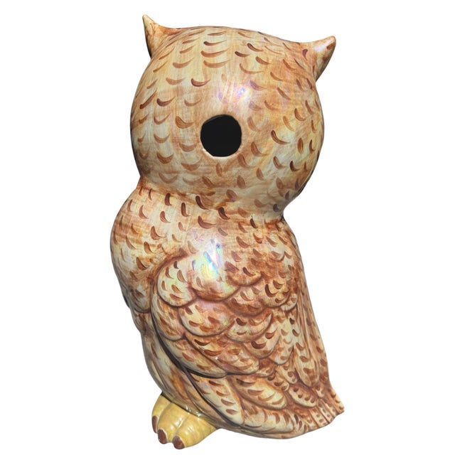 Mid-Century Modern Large Vintage Tonalá Mexican Folk Art Owl Sculpture, Signed r.a.f. For Sale - Image 3 of 6