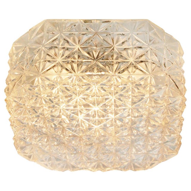 Mid-Century Modern Square Clear Glass Flush Mount For Sale - Image 6 of 8