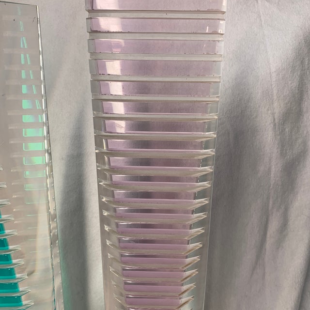 1990s Shlomi Haziza Geometric Acrylic Tower Sculptures - Pair For Sale - Image 5 of 8