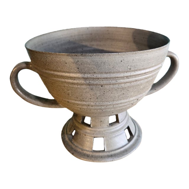 Mid 20th Century Korean Style Clay Pedestal Bowl For Sale