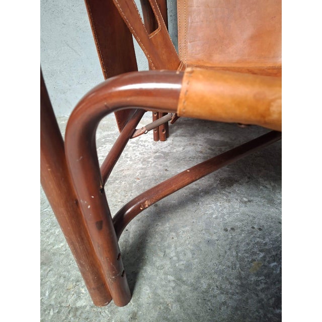 Vintage Safari Chairs in Leather and Bamboo by Tito Agnoli, 1970, Set of 2 For Sale - Image 9 of 18