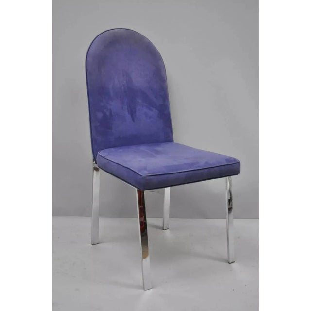 Mid-Century Modern Late 20th Century Mid Century Modern Chrome Flat Bar Dining Side Chair Attributed Tri Mark Designs For Sale - Image 3 of 10