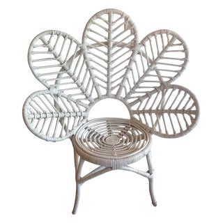 White Rattan Flower Patio Chair For Sale