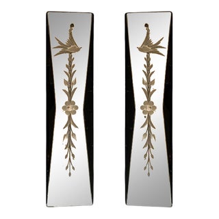1930s Acid Etched Mirror Push Plates - a Pair For Sale