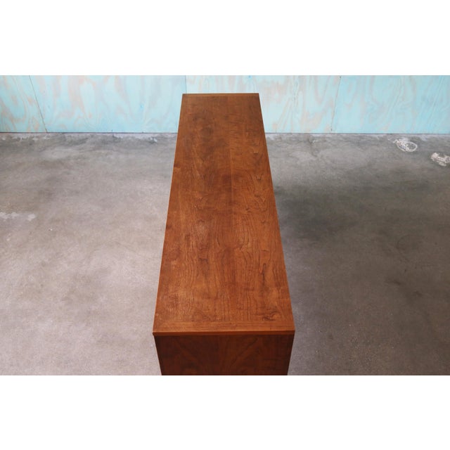 1960s Lane Rhythm Walnut and Cane Dresser Cabinet Credenza Mid Century Modern 66" For Sale - Image 13 of 14