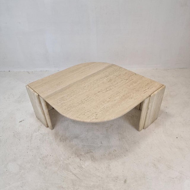 Stone Italian Travertine Coffee Table, 1989 For Sale - Image 7 of 18