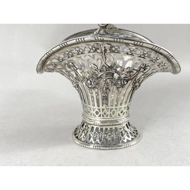 Silver Late 19thC German Sterling Silver Pierced Basket W/Glass For Sale - Image 8 of 13