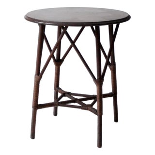 Early 20th Century Wicker and Wood Side Table For Sale