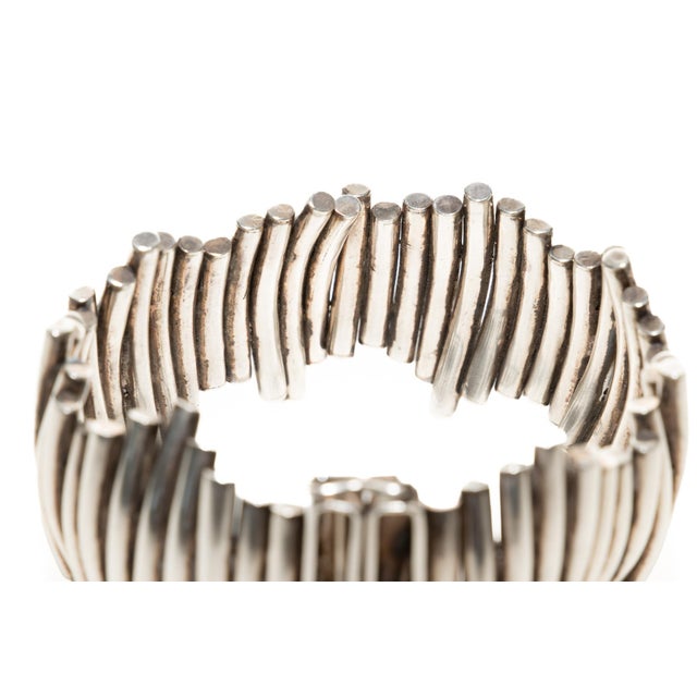Metal Vintage Sterling Silver Modernist Sculptural Cuff Bracelet, 1960's For Sale - Image 7 of 14