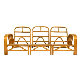 Ficks Reed Three Strand Rattan "Angles" Three Piece Sofa For Sale