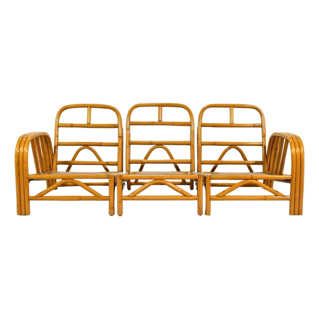 Ficks Reed Three Strand Rattan "Angles" Three Piece Sofa For Sale