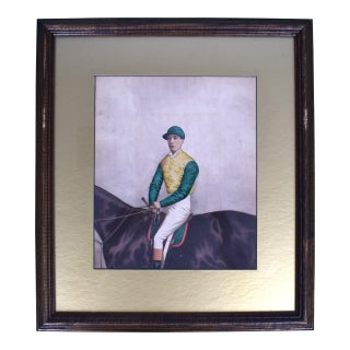 Jockey W/ Yellow Silks/ Green Cap & Sleeves Watercolour by Joshua Dighton For Sale