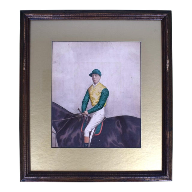 Jockey W/ Yellow Silks/ Green Cap & Sleeves Watercolour by Joshua Dighton For Sale