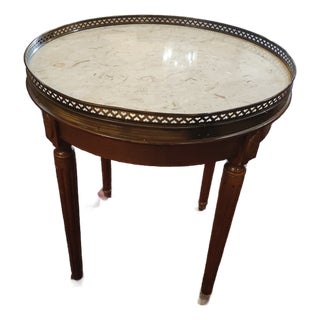 Early 20th Century French Louis XVI Style Round Marble-Top Gueridon Table With Brass Gallery For Sale