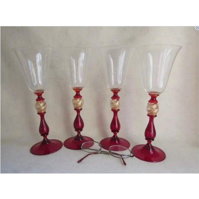1990s 1990s Italian Venetian Glass Stemware, Dowas From Murano for Marstrand Signed - Set 4 For Sale - Image 5 of 7