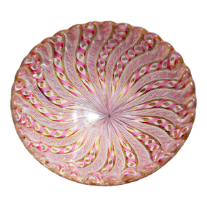 Vintage Venetian Murano Style Glass Latticino Bowl Mid 20th Centuery
