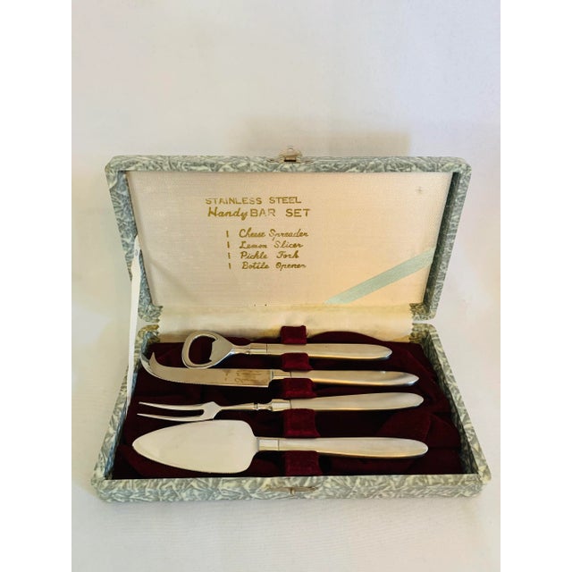 Vintage MWCO Stainless Steel "Handy" Bar Tool Set A great Mid-Century Modern sleek bartender/cocktail party set comes in...