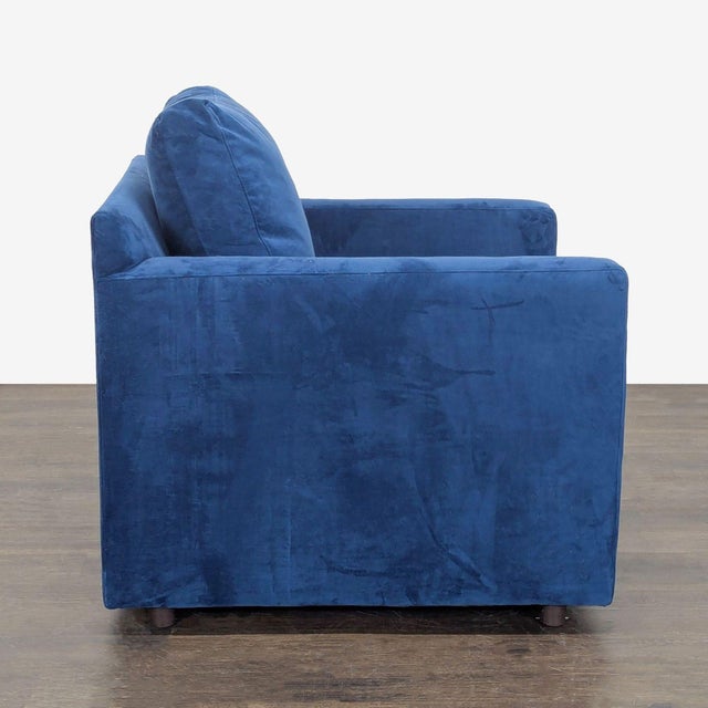 Crate & Barrel Crate & Barrel Blue Velvet Lounge Chair – Modern and Comfortable For Sale - Image 4 of 8