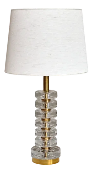 Table Lamp in Brass and Glass by Carl Fagerlund for Orrefors, Sweden, 1950s