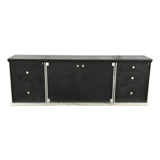 I4 Mariani for Pace Leather and Chrome Cabinets/ Sideboard Set of Three For Sale
