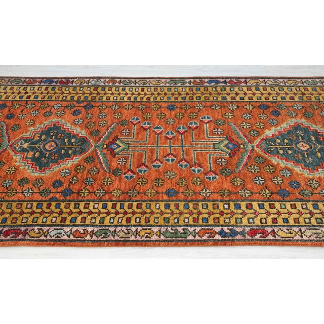 2.6x20Ft. Brunt Orange Persian Design Inspired Hand Knotted Wool Runner Rug For Sale - Image 10 of 17