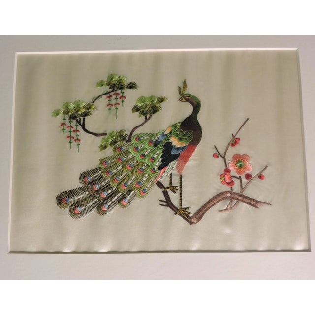 1980s Vintage 1980's Jingdezhen Signed Chinese Hand Embroidered Silk Framed Art - Set of 2 For Sale - Image 5 of 12