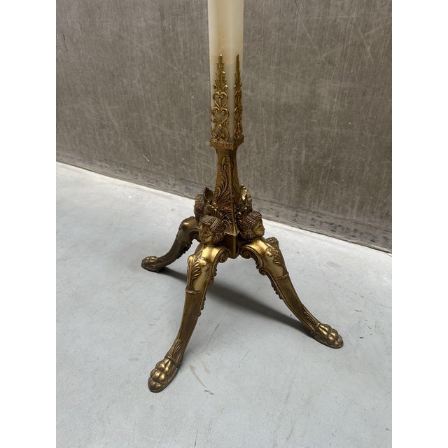Goldenrod Vintage Italian Onyx Marble and Brass Hall Coat Rack with Rotating Crown and Sculptural Base, 1960s For Sale - Image 8 of 13