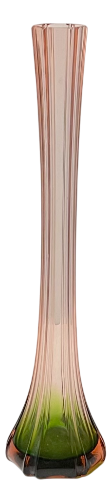 Art Deco French Pink and Green Glass Vase, 1920s