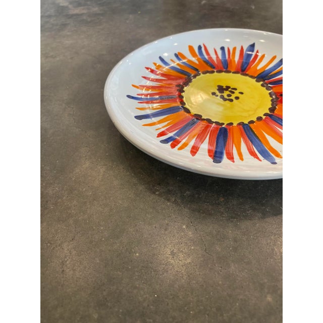 Mid 20th Century Vintage Mid Century Italian Floral Pottery Plate For Sale - Image 5 of 7