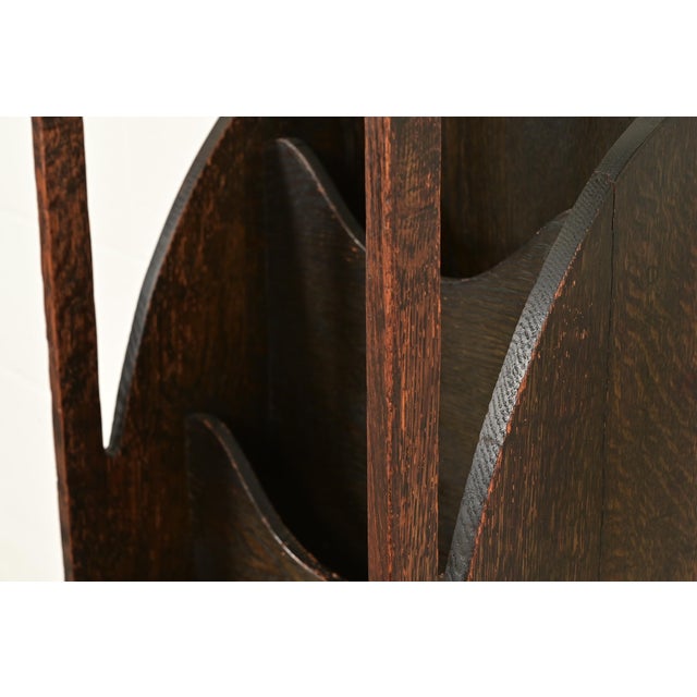 Lakeside Craft Shops Antique Mission Oak Arts & Crafts Magazine Rack, Circa 1910 For Sale In South Bend - Image 6 of 11