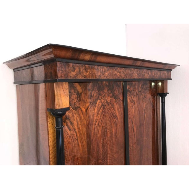 Biedermeier Armoire, Walnut Veneer and Full Columns, Austria, circa 1820 For Sale - Image 15 of 17